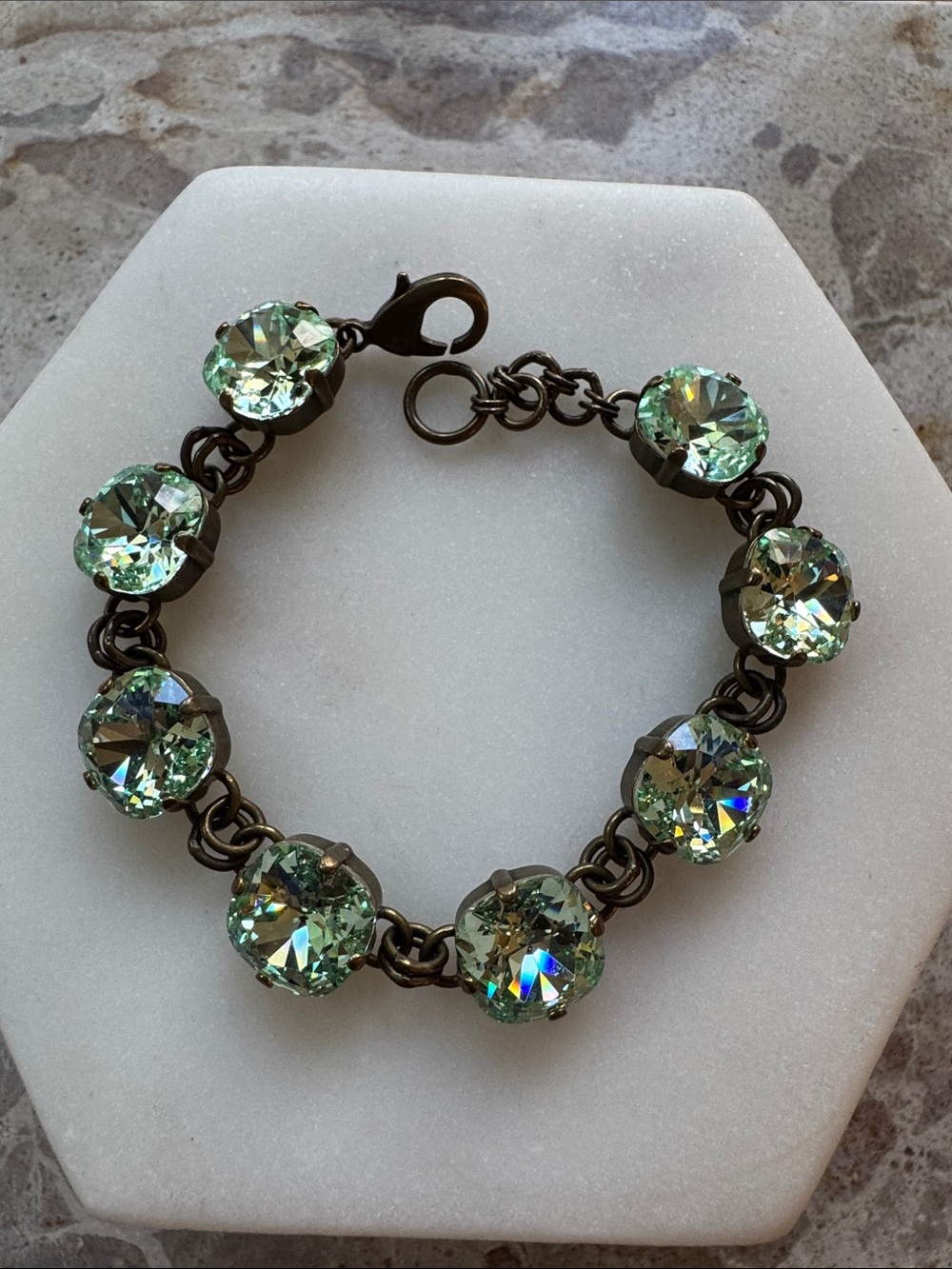 Sorrelli Round Crystal Link Bracelet in Light Green